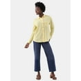 thumbnail image 1 of Time and Tru Women's Double Cloth Cotton Shirt with Long Sleeves, Sizes XS-XXXL, 1 of 4