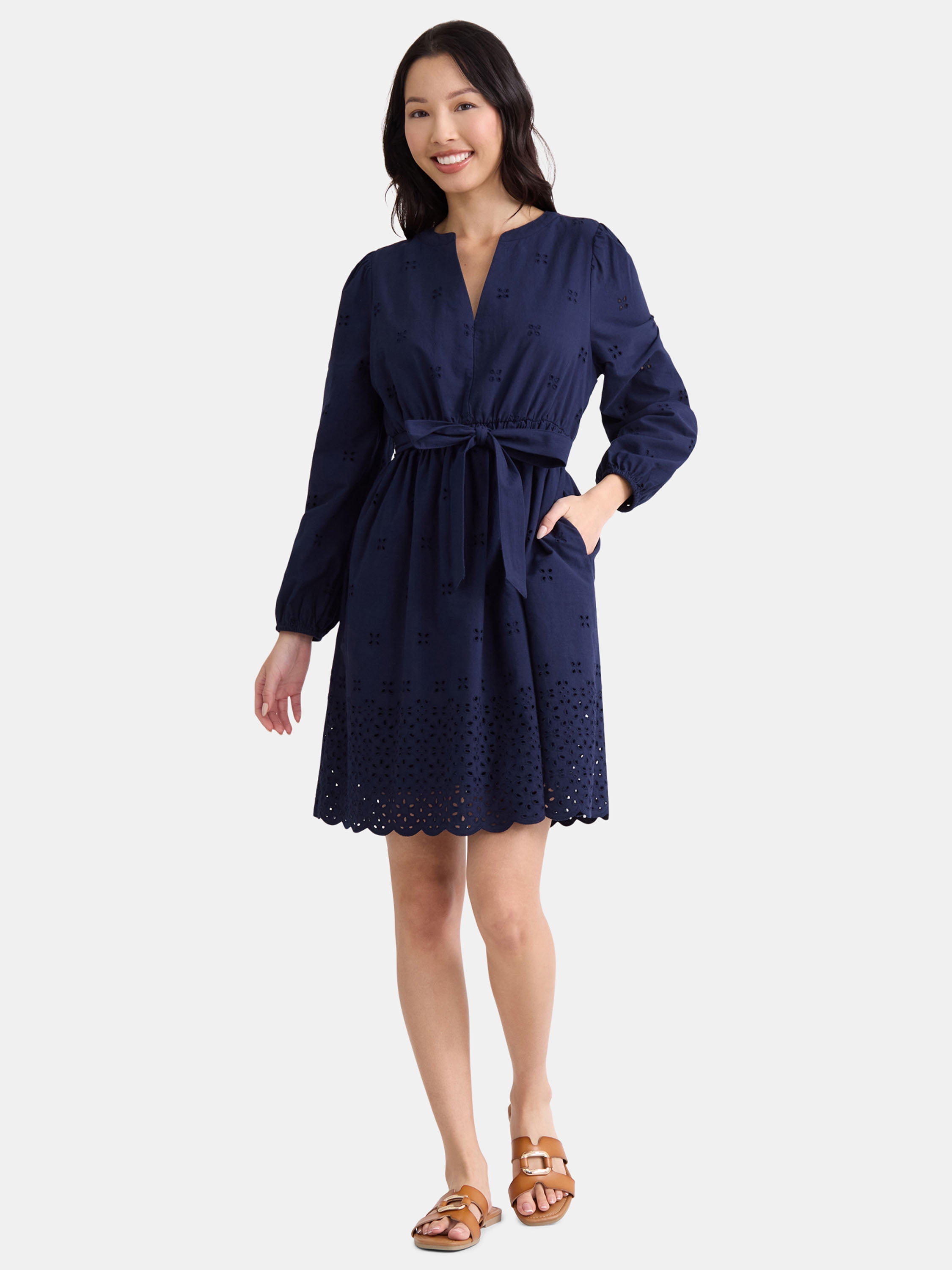 Time and Tru Women's and Women's Plus Embroidered Cotton Eyelet Dress, Sizes XS-4X - Walmart.com Time and Tru Women's and Women's Plus Embroidered Cotton Eyelet Dress, Sizes XS-4X - Walmart.com