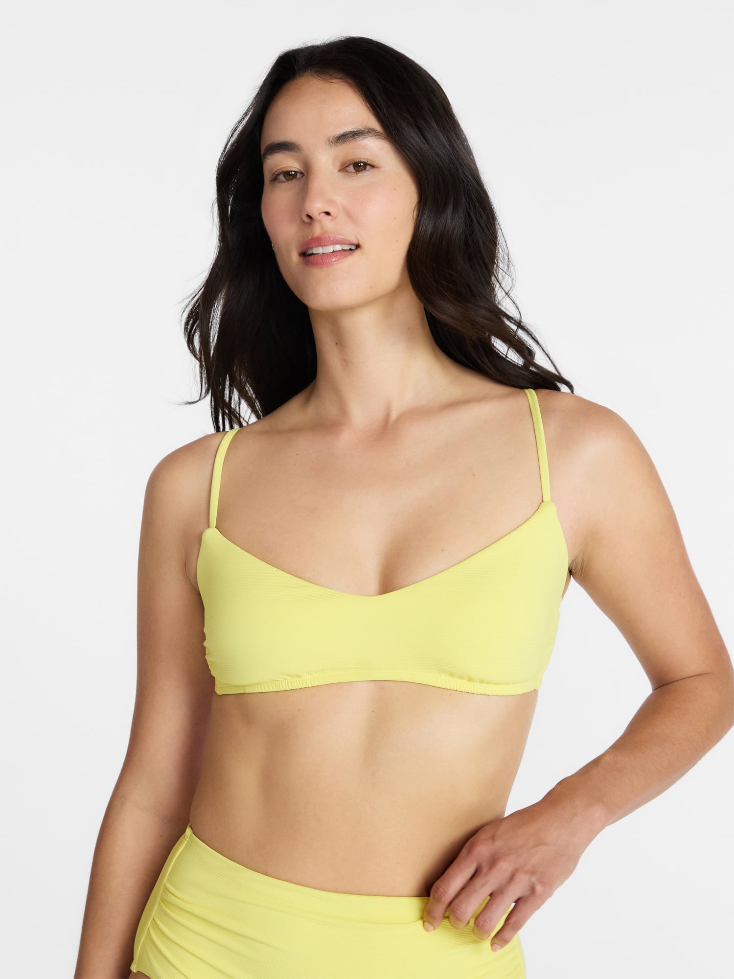Time and Tru Women's and Women's Plus Ribbed Bralette Bikini Top, Sizes XS-3X