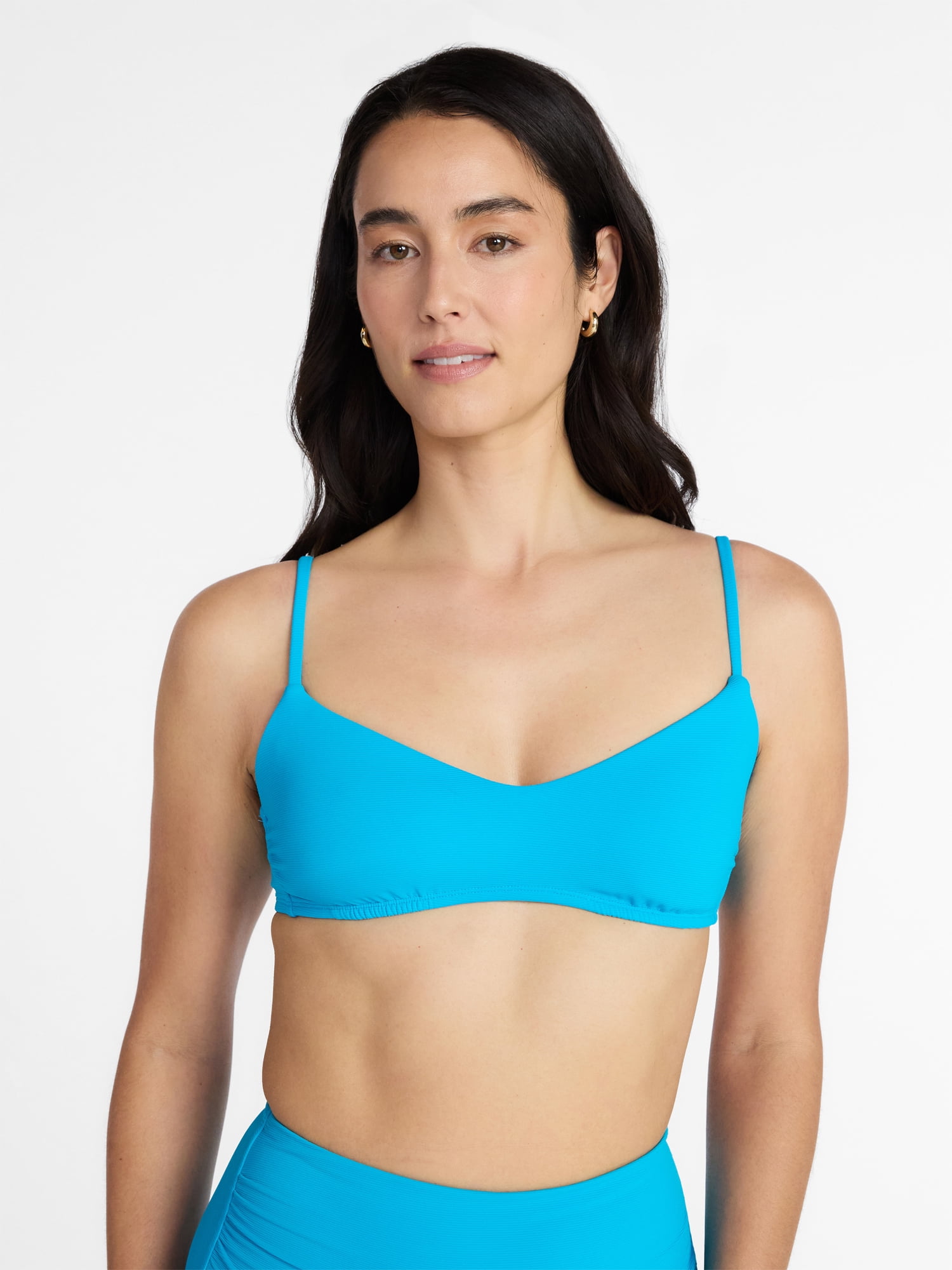Time and Tru Women's and Women's Plus Ribbed Bralette Bikini Top, Sizes XS-3X