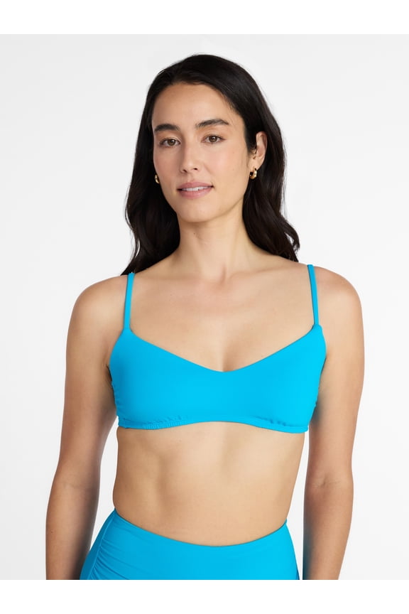 Women's and Women's Plus Ribbed Bralette Bikini Top, Sizes XS-3X