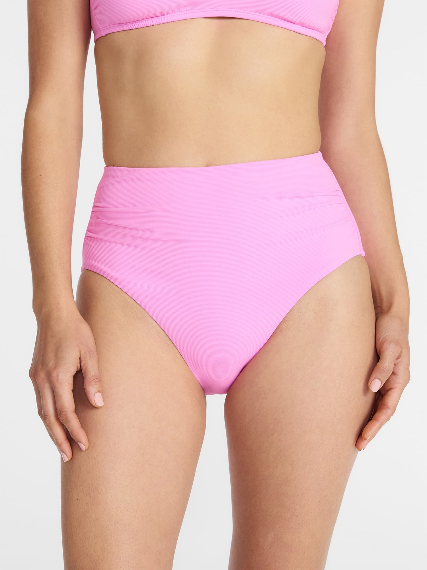 Time and Tru Women's and Women's Plus Ribbed High Waisted Bikini Bottoms, Sizes XS-3X