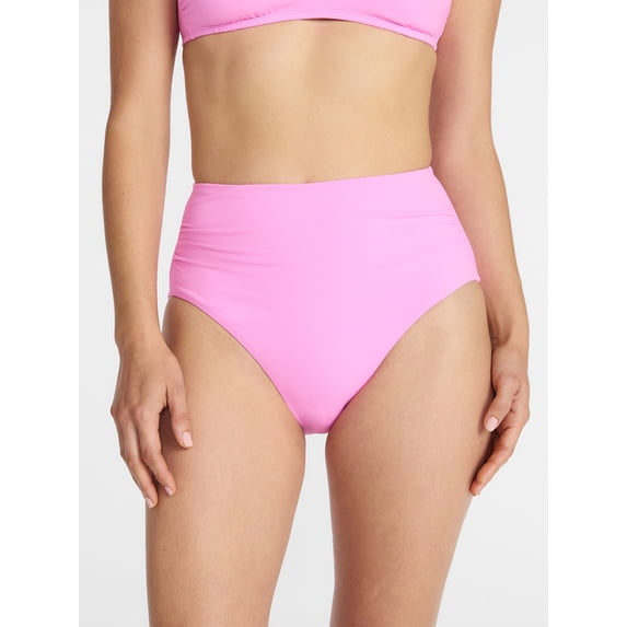 Time and Tru Women's and Women's Plus Ribbed High Waisted Bikini Bottoms, Sizes XS-3X