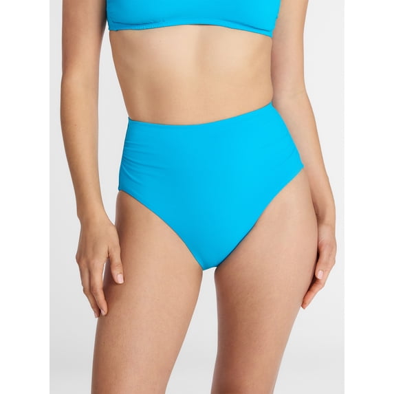 Time and Tru Women's and Women's Plus Ribbed High Waisted Bikini Bottoms, Sizes XS-3X