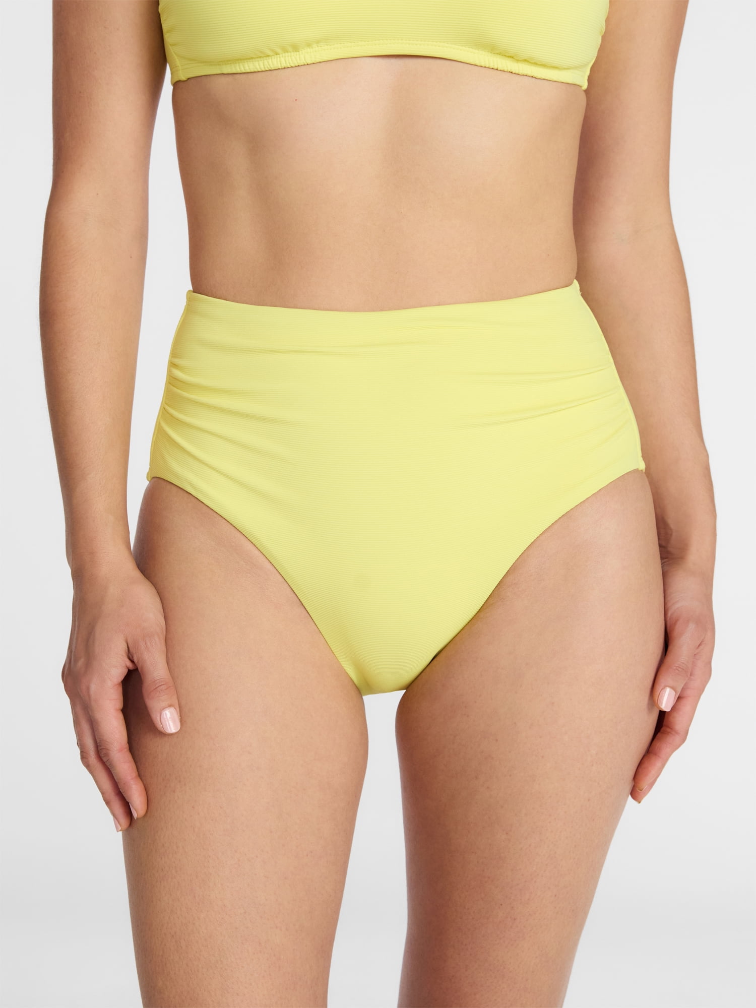 Time and Tru Women's and Women's Plus Ribbed High Waisted Bikini Bottoms, Sizes XS-3X