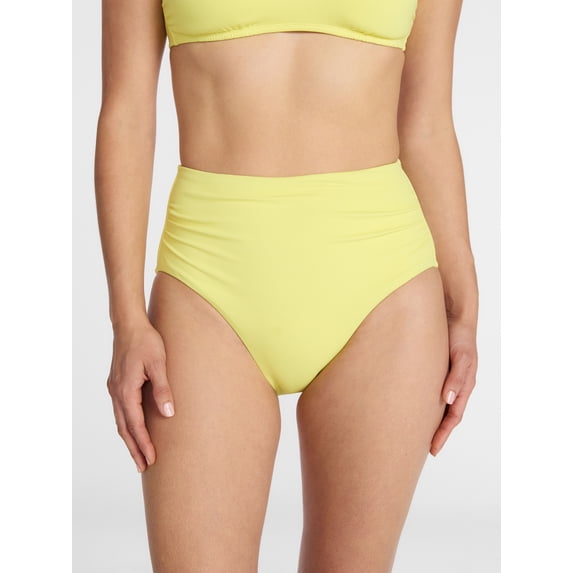 Time and Tru Women's and Women's Plus Ribbed High Waisted Bikini Bottoms, Sizes XS-3X