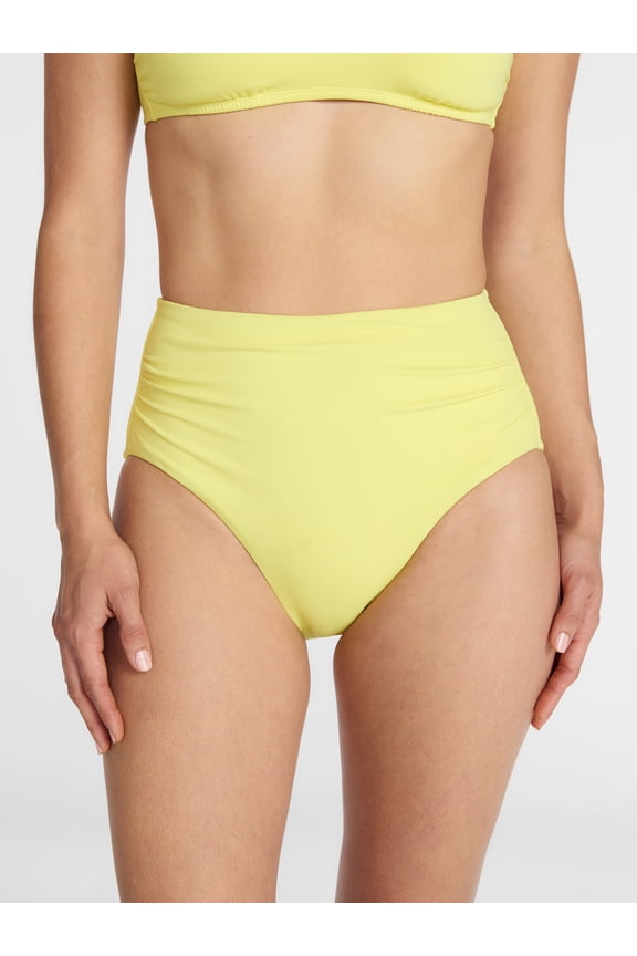 Women's and Women's Plus Ribbed High Waisted Bikini Bottoms, Sizes XS-3X