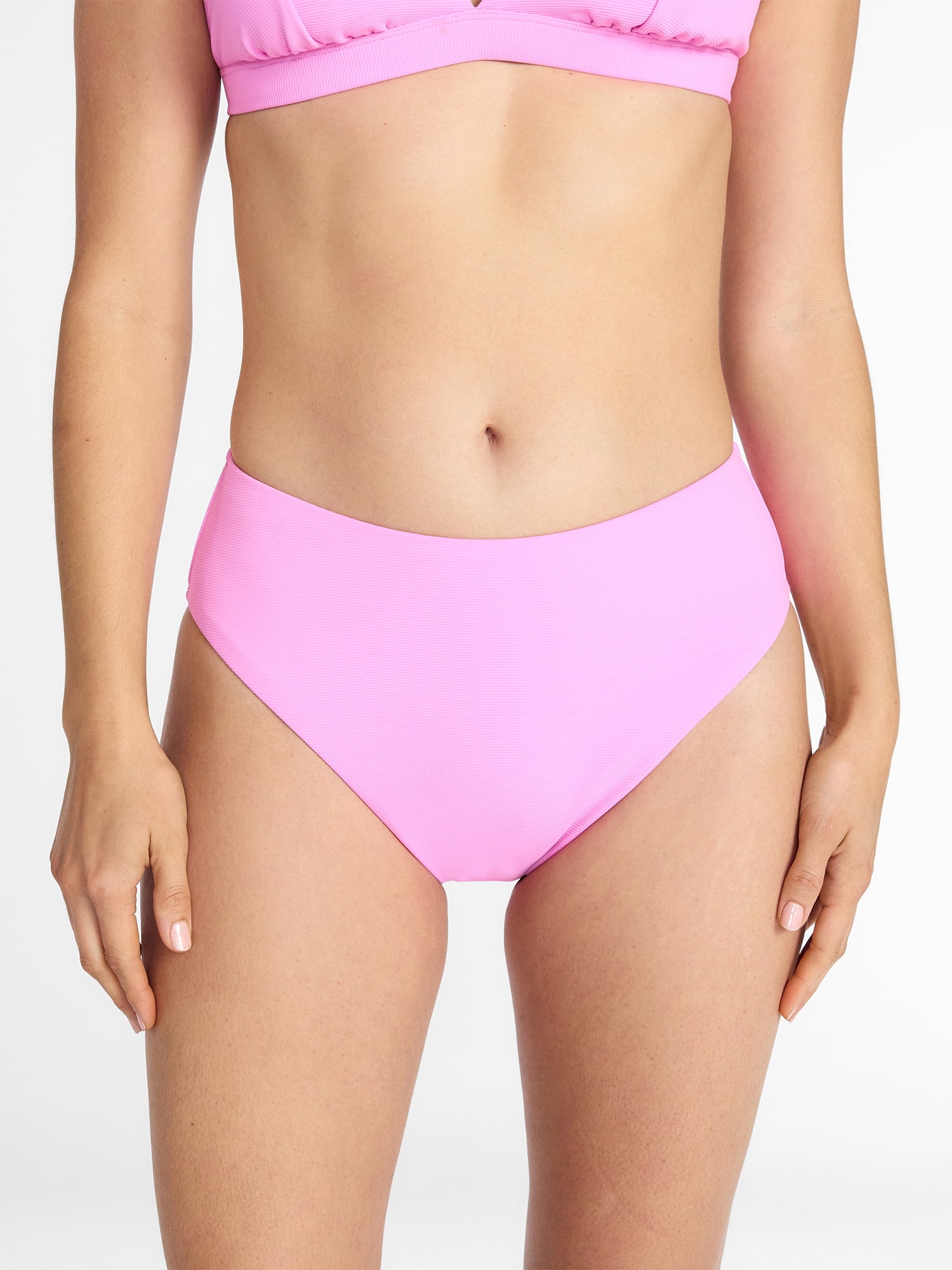 Time and Tru Women's and Women's Plus Ribbed Mid Rise Bikini Bottoms, Sizes XS-3X