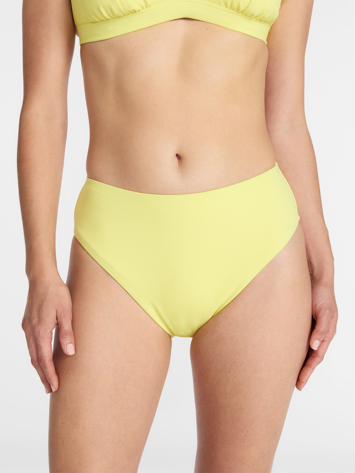 Time and Tru Women's and Women's Plus Ribbed Mid Rise Bikini Bottoms, Sizes XS-3X