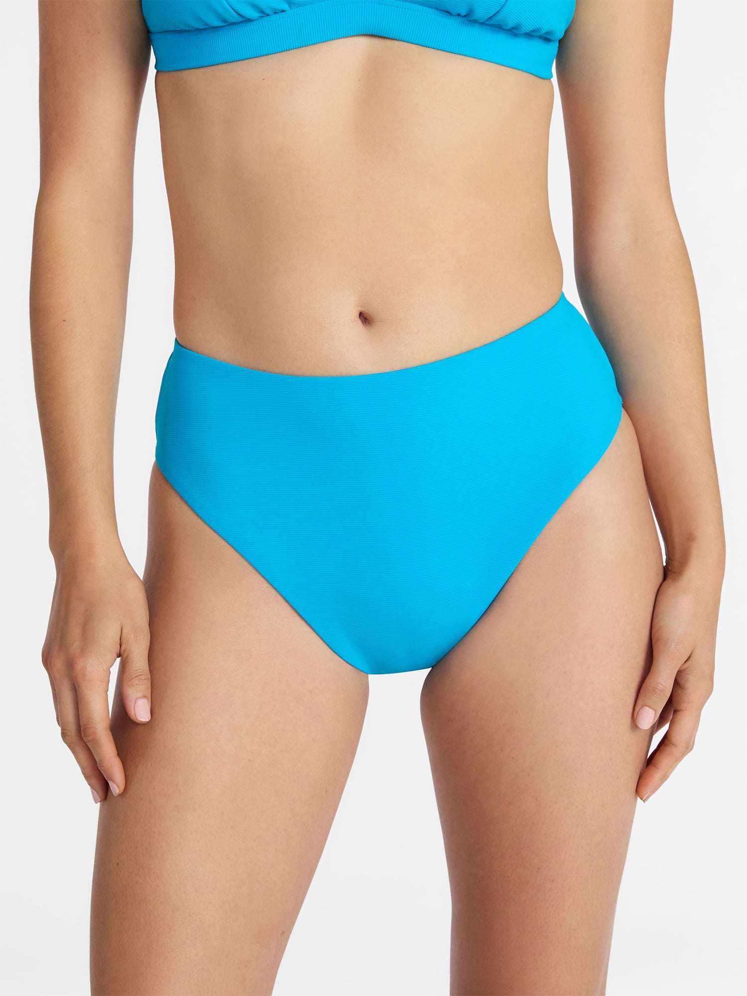 Time and Tru Women's and Women's Plus Ribbed Mid Rise Bikini Bottoms, Sizes XS-3X