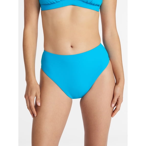 Time and Tru Women's and Women's Plus Ribbed Mid Rise Bikini Bottoms, Sizes XS-3X