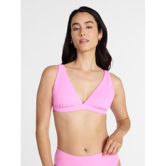 Time and Tru Women's and Women's Plus Ribbed Tall Triangle Bikini Top, Sizes XS-3X