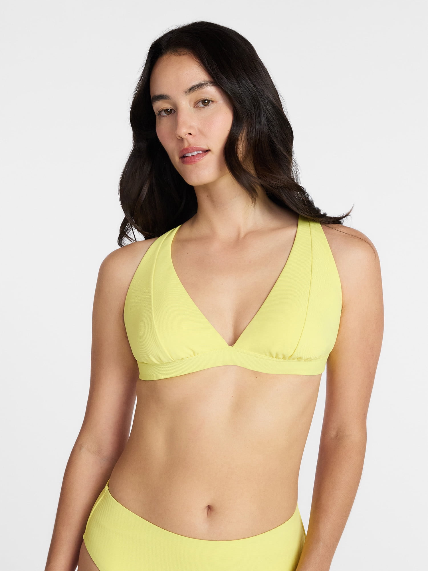 Time and Tru Women's and Women's Plus Ribbed Tall Triangle Bikini Top, Sizes XS-3X