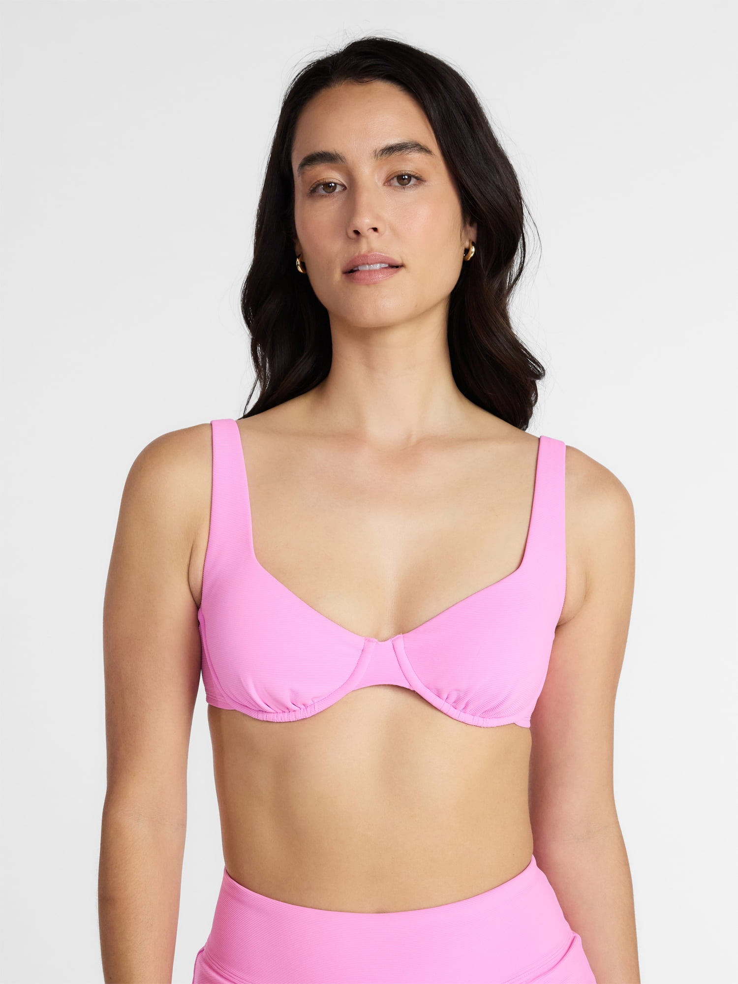 Time and Tru Women's and Women's Plus Ribbed Underwire Bikini Top, Sizes XS-3X