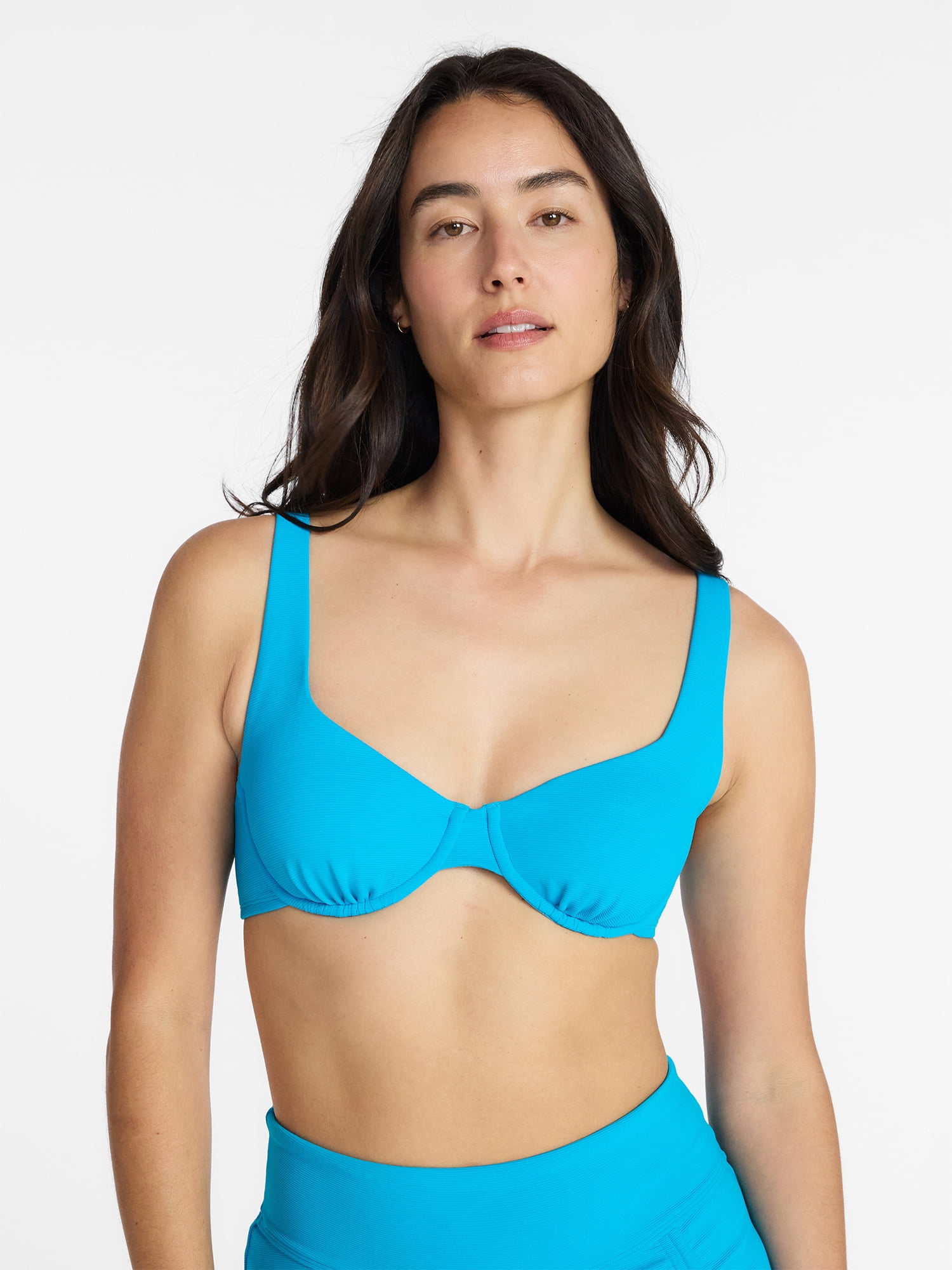 Time and Tru Women's and Women's Plus Ribbed Underwire Bikini Top, Sizes XS-3X