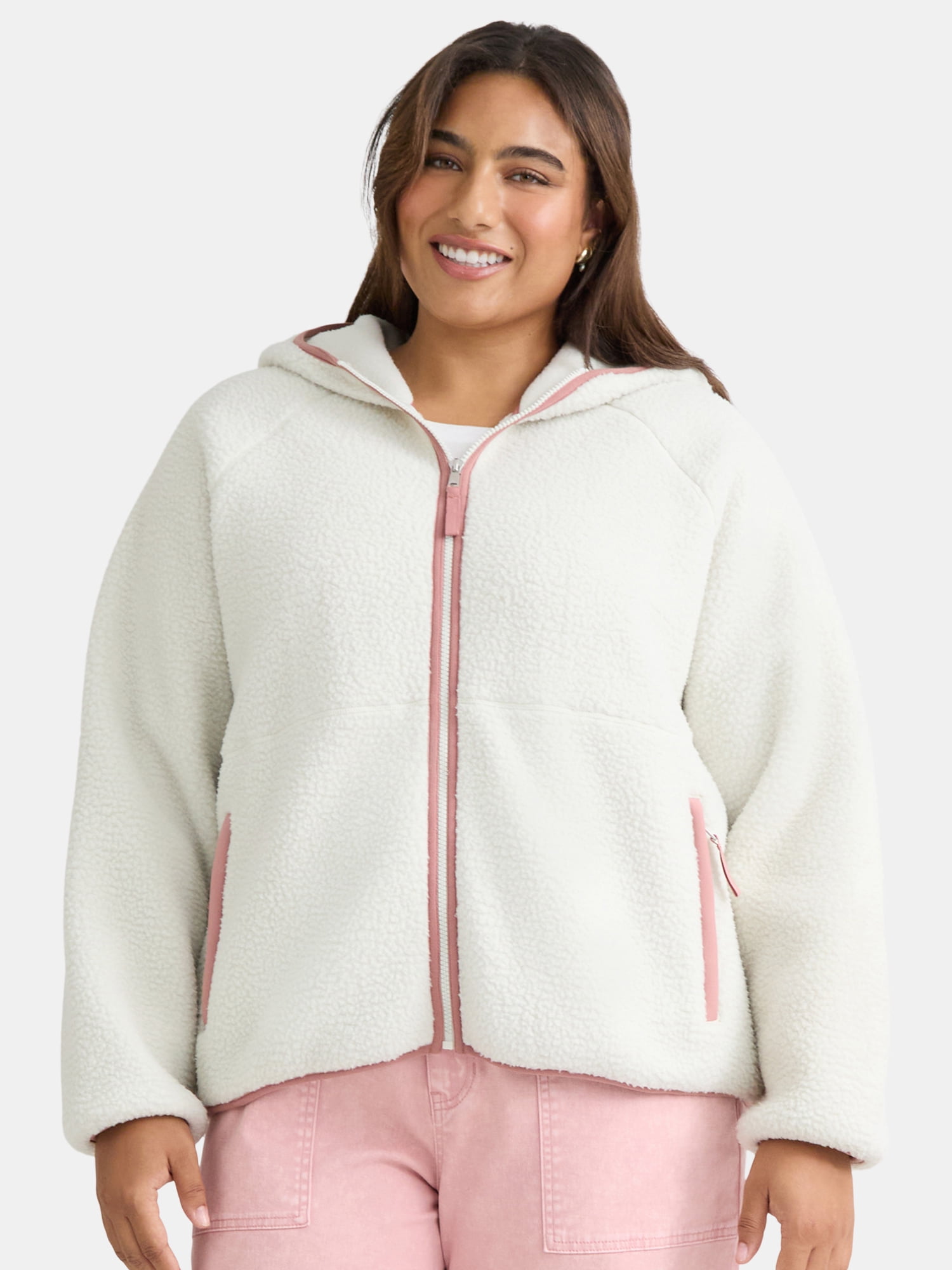 Time and Tru Women's and Women's Plus Fleece Zip Hoodie, Sizes XS-3X