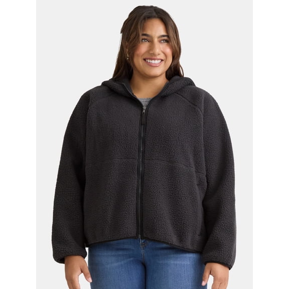 Time and Tru Women's and Women's Plus Fleece Zip Hoodie, Sizes XS-3X