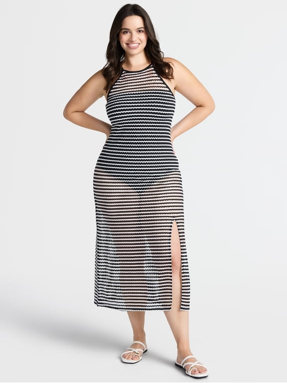 Women's and Women's Plus Halter Swim Coverup Dress. Sizes XS-3X
