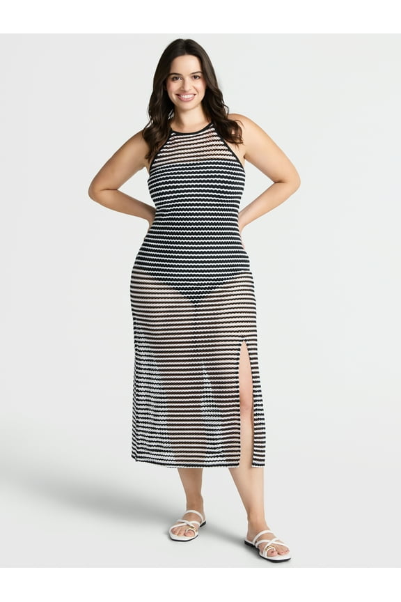 Women's and Women's Plus Halter Swim Coverup Dress. Sizes XS-3X