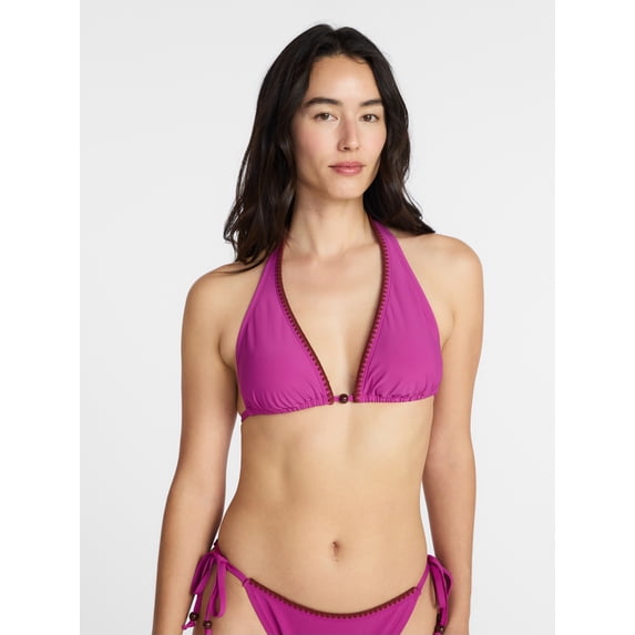 Time and Tru Women's Triangle Halter Bikini Top, Sizes XS-XL