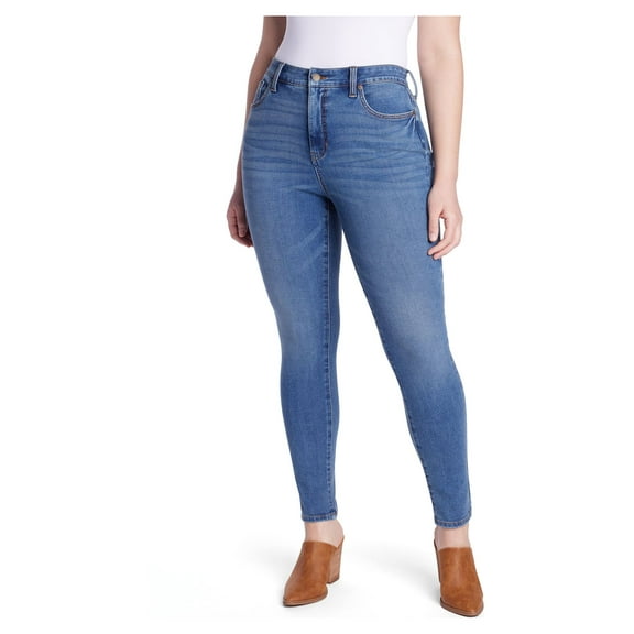 Time and Tru Women's High Rise Curvy Skinny Jeans, Available in Regular and Short Inseams, Sizes 0-22