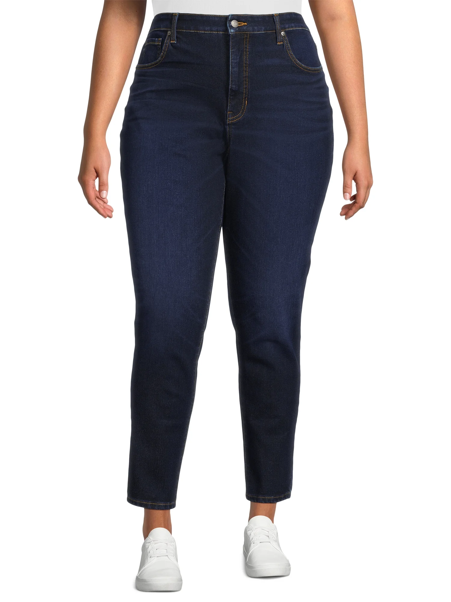 Time and Tru Women's High Rise Curvy Skinny Jeans, Available in Regular and Short Inseams, Sizes 0-22