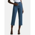 thumbnail image 1 of Time and Tru Women's and Women's Plus High-Rise Straight Crop Tweed Jeans, 26" Inseam, Sizes 2-26W, 1 of 5