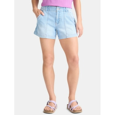 Time and Tru Women's and Women’s Plus High Rise Denim Utility Shorts, Sizes 0-22