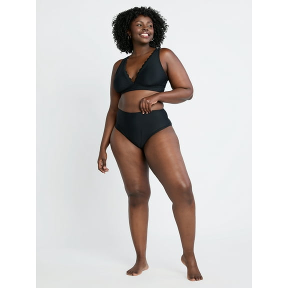 Time and Tru Women's and Women's Plus High Waist Bikini Swim Bottoms, Sizes XS-3X
