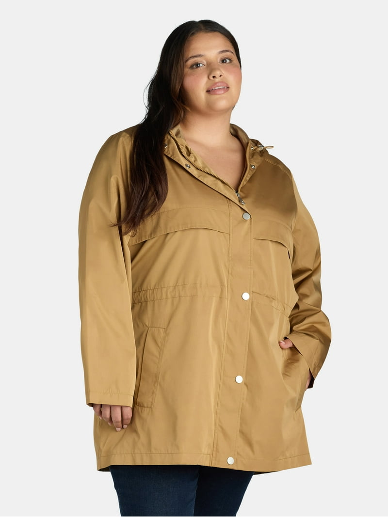 Time and Tru Women's Lightweight Anorak Jacket with Hood, Sizes XS