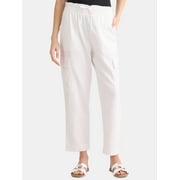 TIME AND TRU Women’s and Women’s Plus Linen Blend Cropped Cargo Pants, 27" Inseam, Sizes XS-3XL