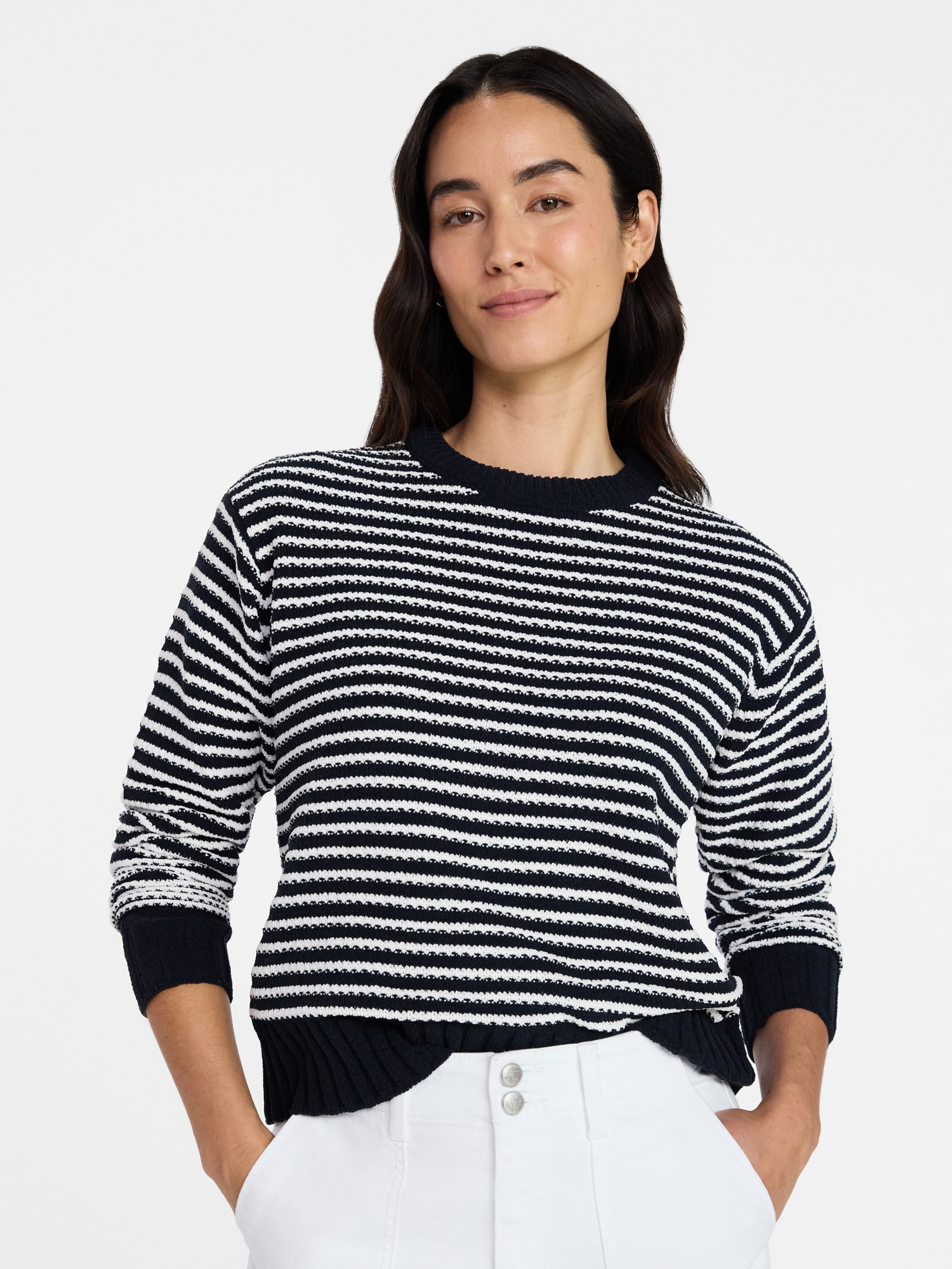 Time and Tru Women's and Women's Plus Long Sleeve Chenille Pullover, Sizes XS-4X