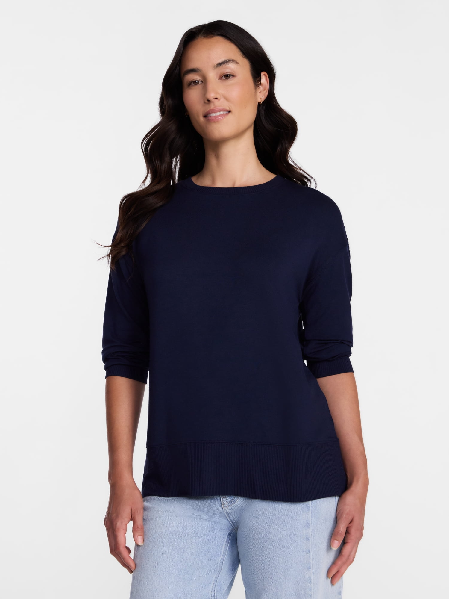 Time and Tru Women's and Women's Plus French Terry Tunic Sweatshirt, Sizes XS-XXXL