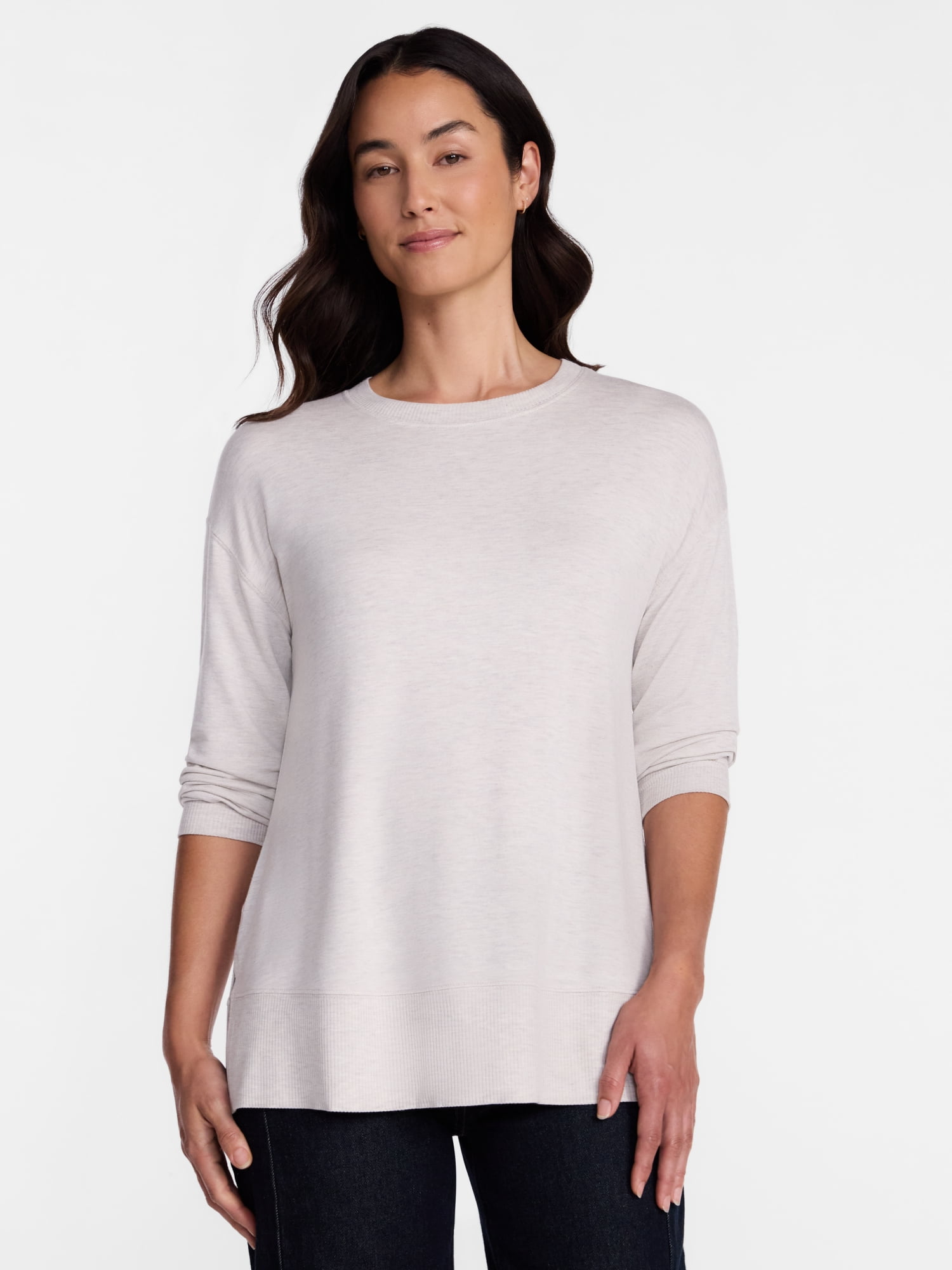 Time and Tru Women's and Women's Plus French Terry Tunic Sweatshirt, Sizes XS-XXXL