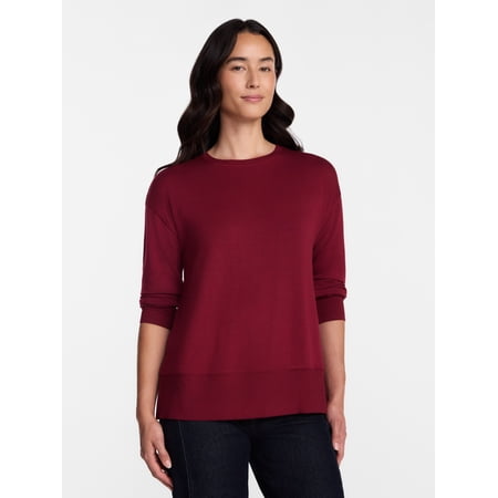 Time and Tru Women's and Women's Plus French Terry Tunic Sweatshirt, Sizes XS-XXXL