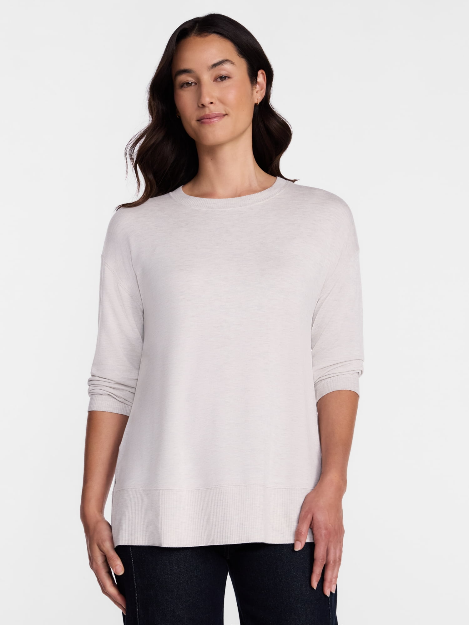 Time and Tru Women's and Women's Plus French Terry Tunic Sweatshirt, Sizes XS-XXXL