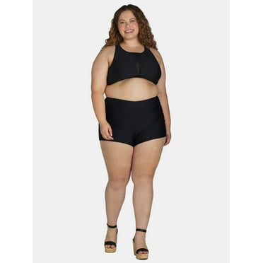 Time and Tru Women's and Women's Plus Mesh Inset Bikini Swim Top, Sizes S-3X