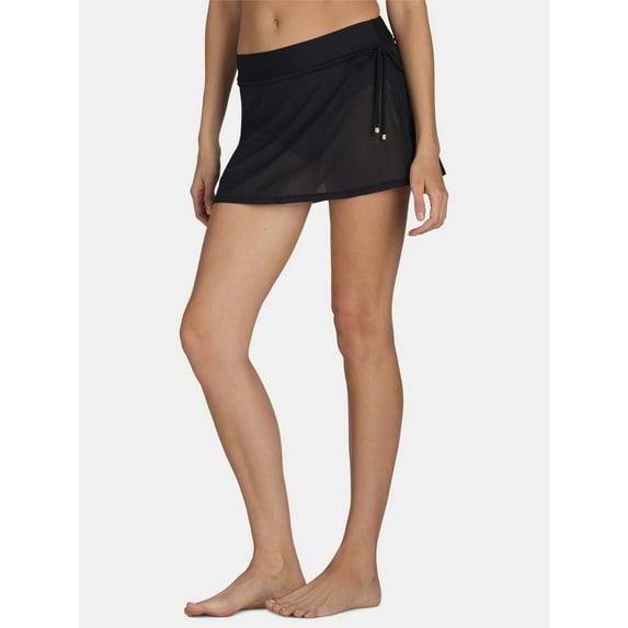 Time and Tru Women's and Women's Plus Mesh Overlay Swim Skirt, Sizes S-3X
