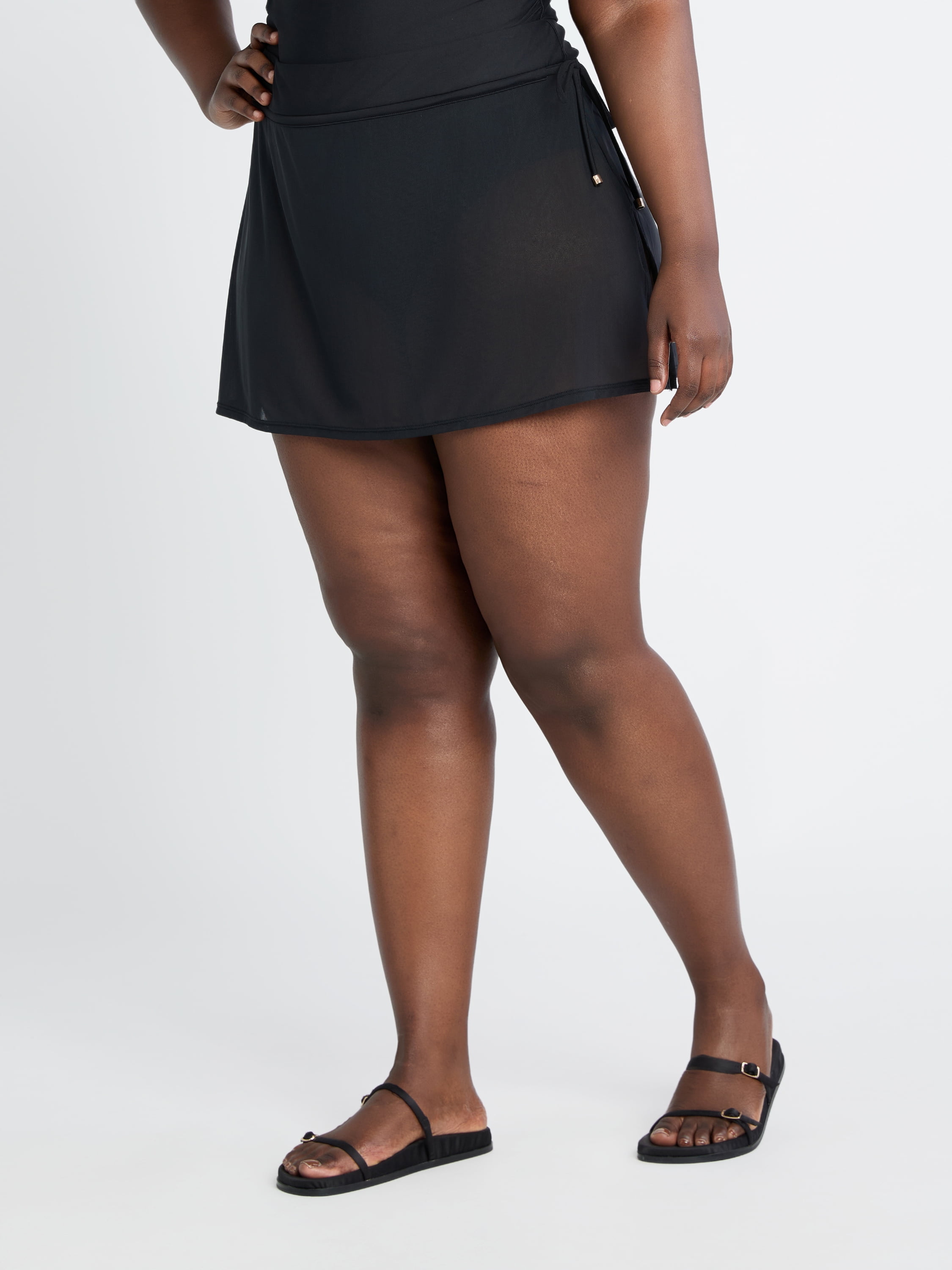 Time and Tru Women's and Women's Plus Mesh Overlay Swim Skirt, Sizes S-3X