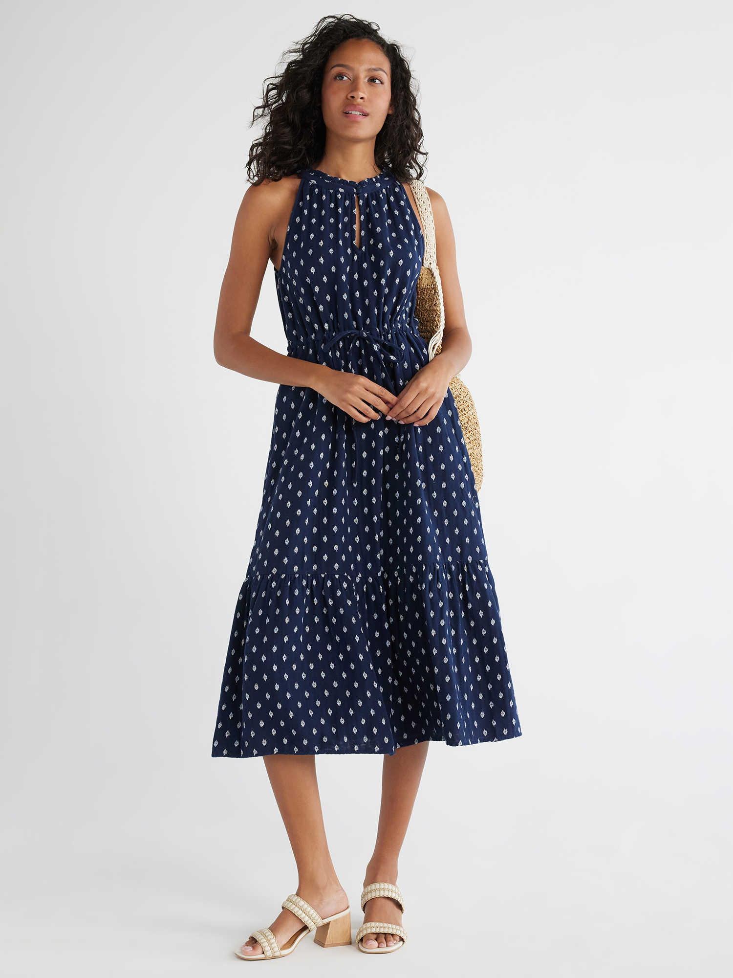 Time and Tru Women's and Women's Plus Midi Double Cloth Dress XS-4X ...