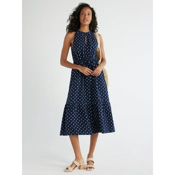 Time and Tru Women's and Women's Plus Midi Double Cloth Dress XS-4X