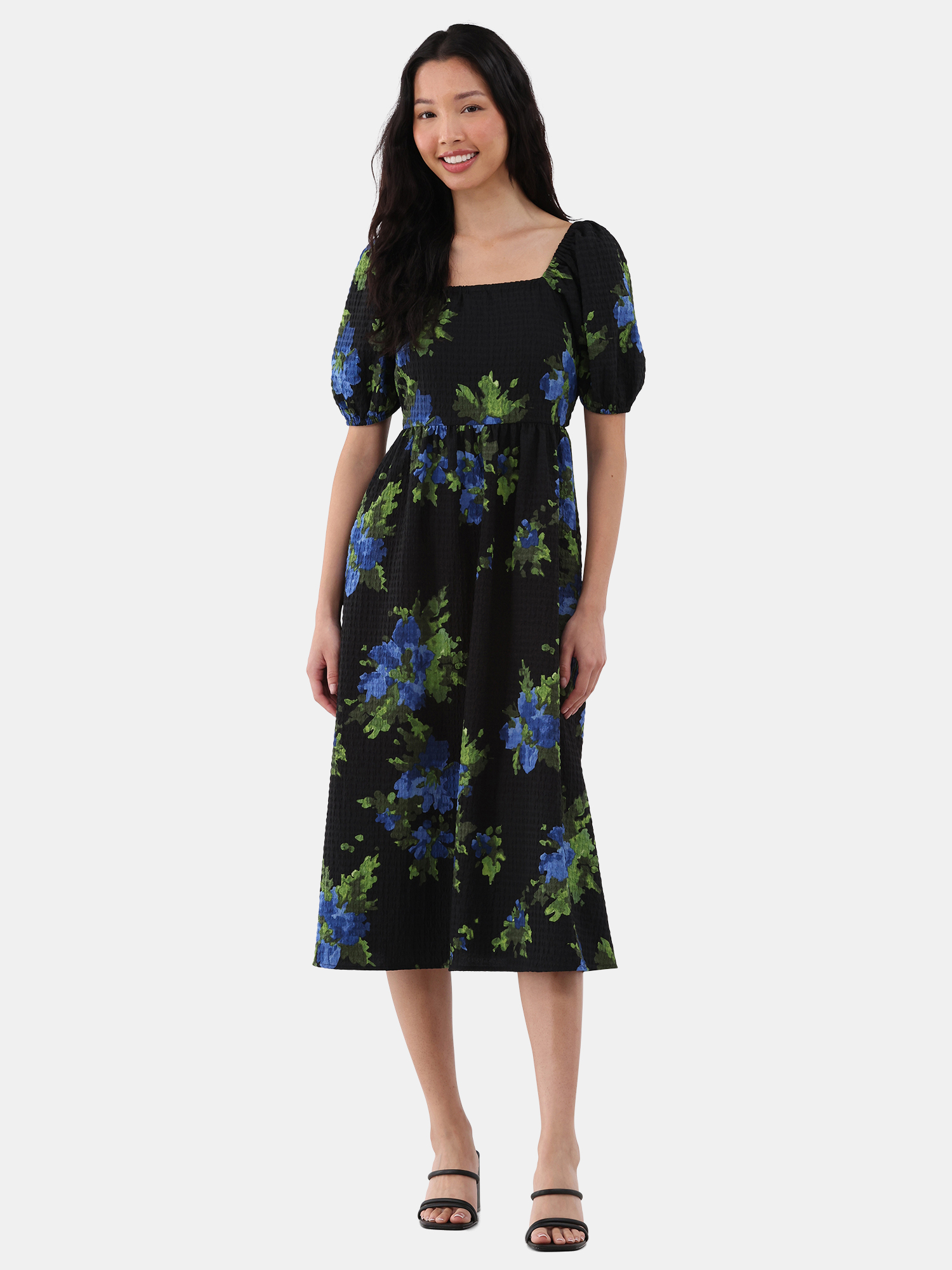 Time and Tru Women's and Women's Plus Midi Woven Dress, Sizes XS-4X