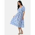 thumbnail image 1 of Time and Tru Women's and Women's Plus Midi Woven Dress, Sizes XS-4X, 1 of 5