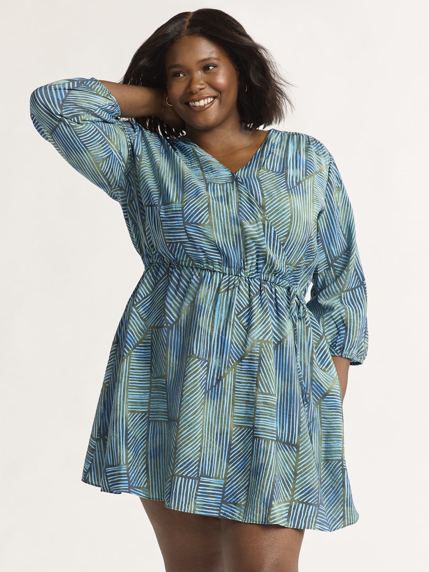 Time and Tru Women's and Women's Plus Mini Wrap Dress, Sizes XS-4X -  Walmart.com