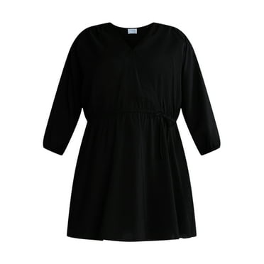 Time and Tru Women's and Women’s Plus Mini Wrap Dress, Sizes XS-4X