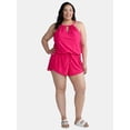 thumbnail image 1 of Time and Tru Women's and Women's Plus One Piece Swim Romper, Sizes XS-3X, 1 of 5