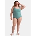 thumbnail image 1 of Time and Tru Women's and Women's Plus Pique Square Neck One Piece Swimsuit, Sizes XS-3X, 1 of 4