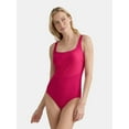 thumbnail image 1 of Time and Tru Women's and Women's Plus Pique Square Neck One Piece Swimsuit, Sizes XS-3X, 1 of 4