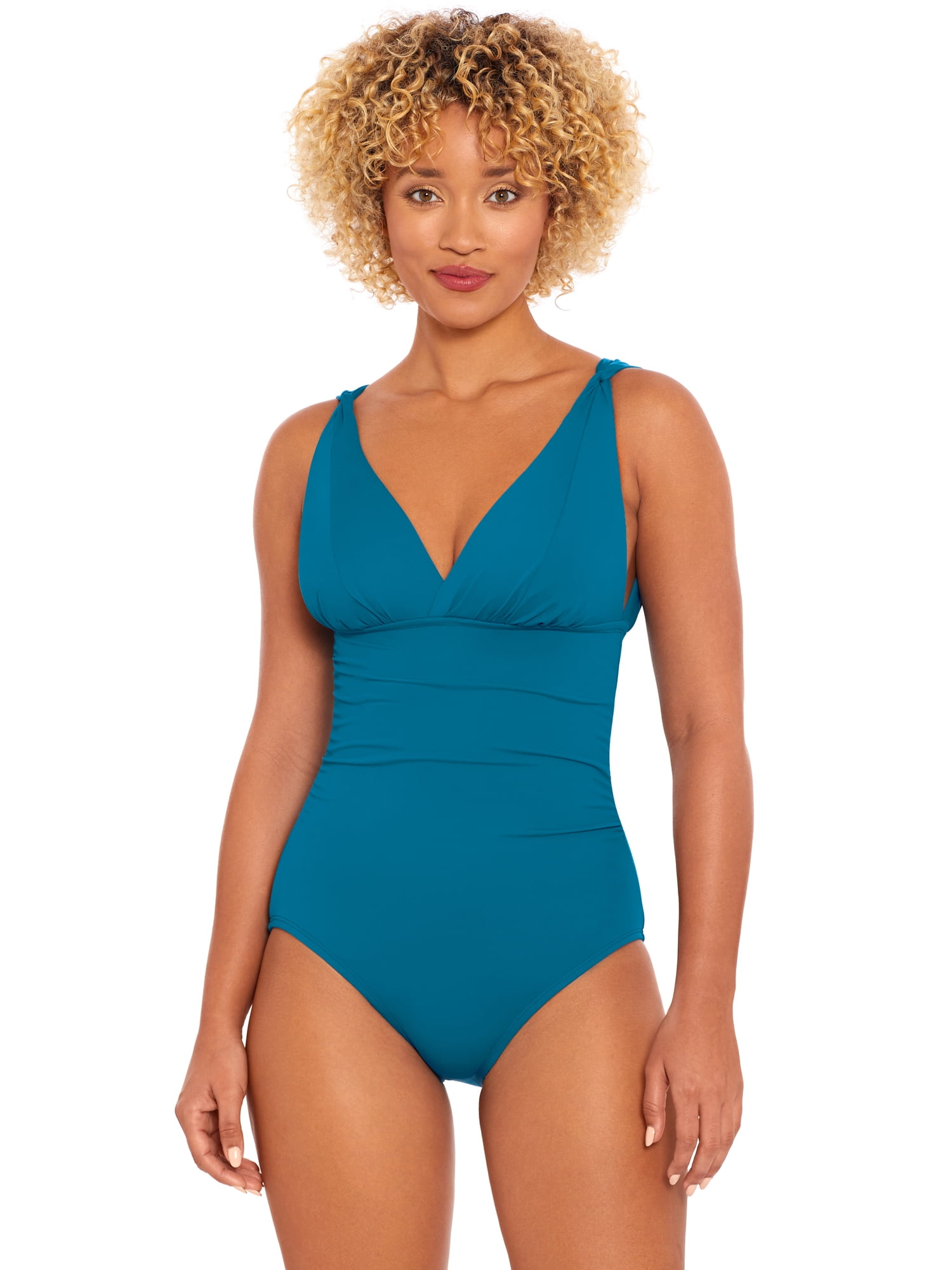 Time and Tru Women's and Women's Plus Plunge One Piece Swimsuit, Sizes XS-3X