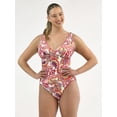 thumbnail image 1 of Time and Tru Women's and Women's Plus Plunge One Piece Swimsuit, Sizes XS-3X, 1 of 5
